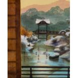 Jim Ridout, 2 x watercolours, Japanese pond 1984, 72cm x 54cm, and winter landscape, 41cm x 34cm,