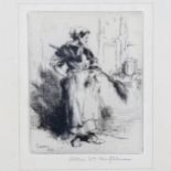 A Heintzelman, etching, La Balayeuse, inscribed Cannes 1926, signed in pencil, plate 10cm x 8cm,