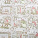 A full roll of Victorian printed nursery wallpaper, depicting fairytale scenes, diamond registration