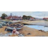 Hubert Coop, watercolour, the toy boat, signed, 24cm x 45cm, framed Good condition