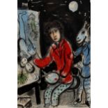 Marc Chagall, original lithograph, artist at his easel, signed in the plate, 46cm x 24cm, framed