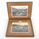 Edina Whyte (Isle of Luing, Argyll), pair of woodcut prints, scenes of old Highland life, signed
