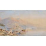 Edward Tucker, watercolour, Continental lake scene, signed, 30cm x 52cm, framed Very slight paper