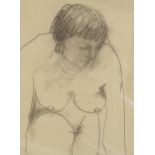 Hugo Dachinger, charcoal on paper, nude study, 17" x 22", mounted Slight paper discolouration and