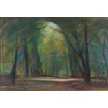 James Stroudley (1906 - 1998), pastel drawing, Holland Park, 1953, labels verso, 38cm x 55cm,