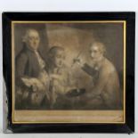 J R Smith after Rigaud, rare mezzotint depicting Bartolozzi, Carlini and Cipriani, founding