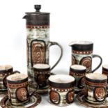 BRIGLIN POTTERY, a mid-century coffee set with impressed makers marks. Good condition