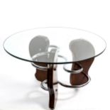 A 1930s Art Deco modernist coffee table, in the manner of DENHAM MACLAREN, 3 S-shaped chrome tubes