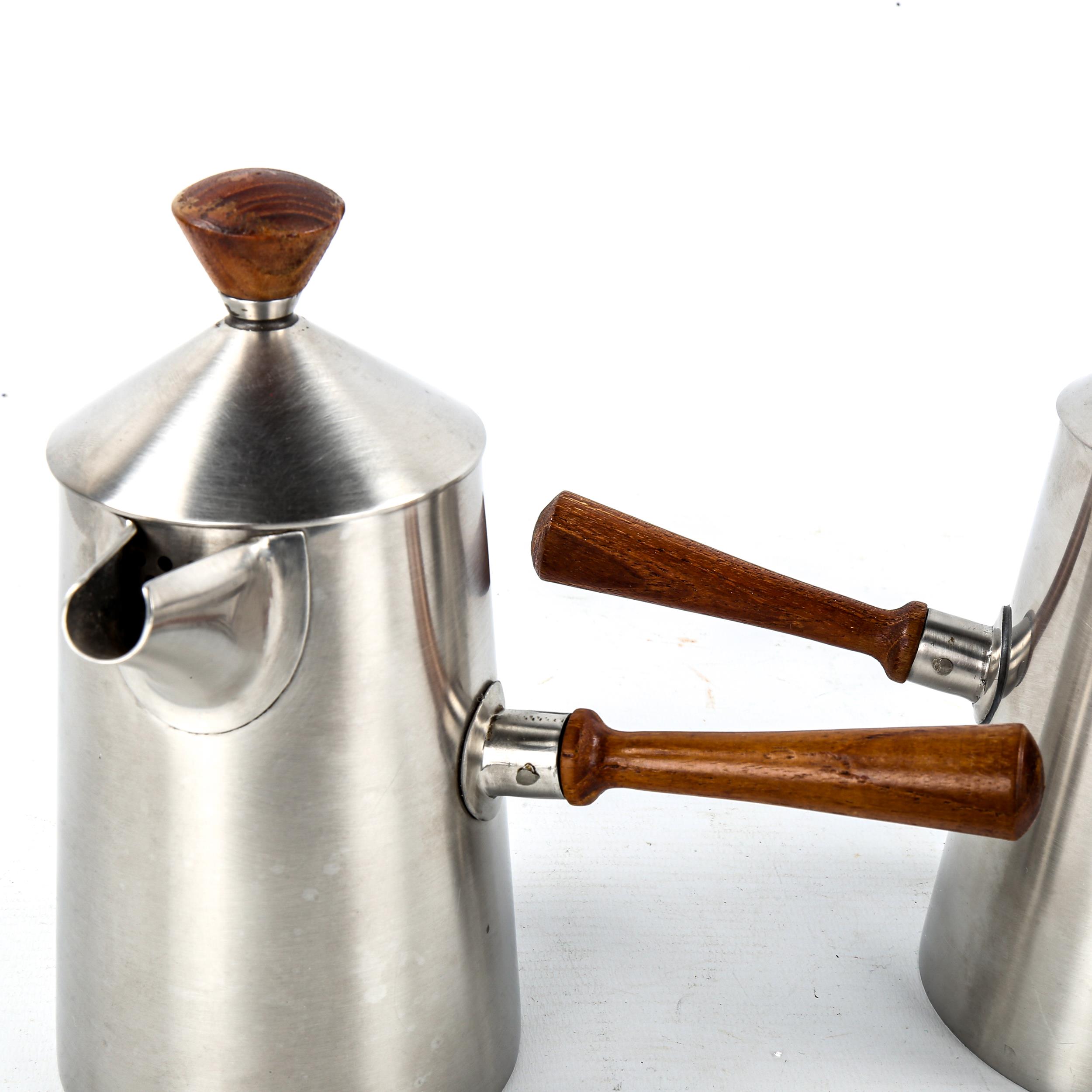 ROBERT WELCH for Old Hall, a Campden Cafe Olait stainless steel coffee pot and milk pot, with teak - Image 2 of 4