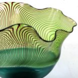 BOB CROOKS, Longitudinal bowl, Incalmo glass with scalloped rim, signed and dated 2003, height 26.