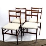 GIO PONTI for Cassina, Italy, a set of 4 1960s/70s Leggera chairs in stained ash Seat pads have been