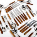 SANENWOOD, a collection of mid-century flatware, all boxed, and an Exelwood set of dessert spoons (