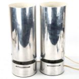 A pair of mid-century, heavy, chromed table lamps, with dialled dimmer switch, height 41cm Generally