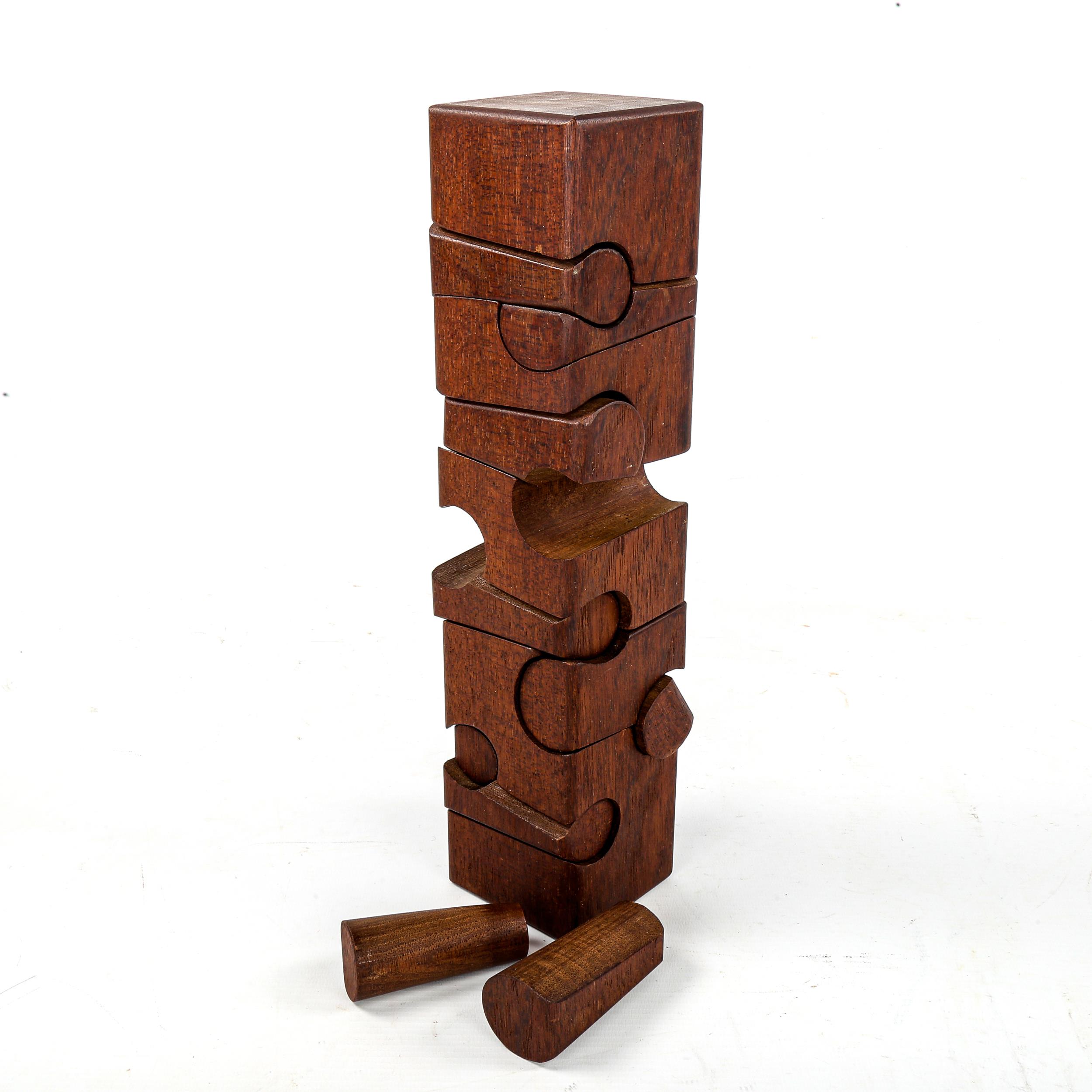 BRIAN WILLSHER, wood peg puzzle sculpture, height 33CM Good condition, pegs are loose in sculpture. - Image 3 of 4