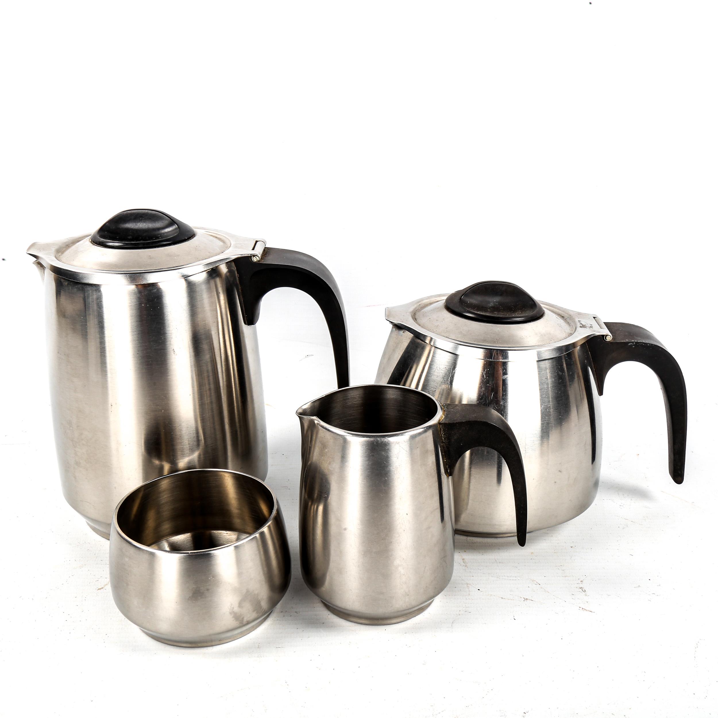 WMF, a 1960s Cromargan stainless steel tea service Overall good condition, signs of use commensurate