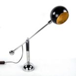 SERGIO ASTI, Italy, 1960s black and chrome desk lamp, with eyeball shade, overall height 73cm