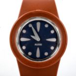 STEPHANO PIROVANO for Alessi, a rubber-strapped designer watch, with steel and blue face Good