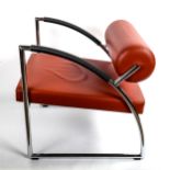 TORBEN SKOV for Erik Jorgensen, Denmark, a post-modern leather and steel easy chair, model EJ60,