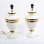 TOMASSO BARBI, Italy, a pair of vintage ceramic table lamps, makers stamp under base, height of base