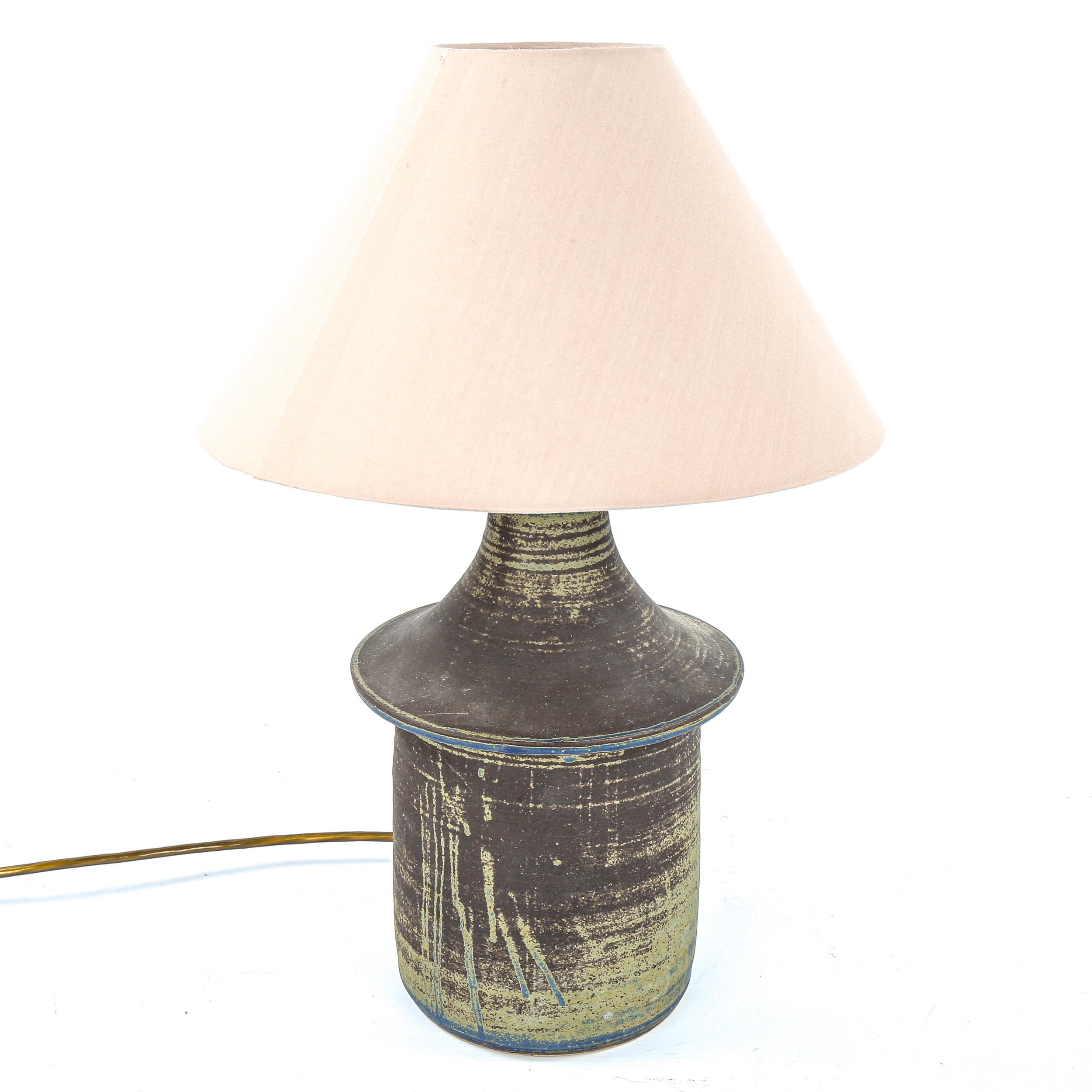 A 1960s brutalist KINGWOOD, Surrey pottery lamp base, base height 28cm Good condition, maker's stamp