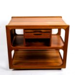 SALIN NYBORG, Denmark, a fine quality teak bar cart or trolley, with drop leaf to one side