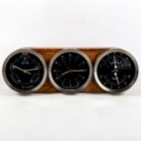 SIR KENNETH GRANGE, a Taylor, Short & Mason barometer, clock and thermometer set, mounted in zebrano