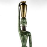 Manner of Hagenauer, a mid-century style patinated bronze or brass female water carrier, height 96cm