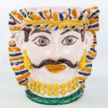 A mid-century Sicilian Majolica vase/bust, height 28cm