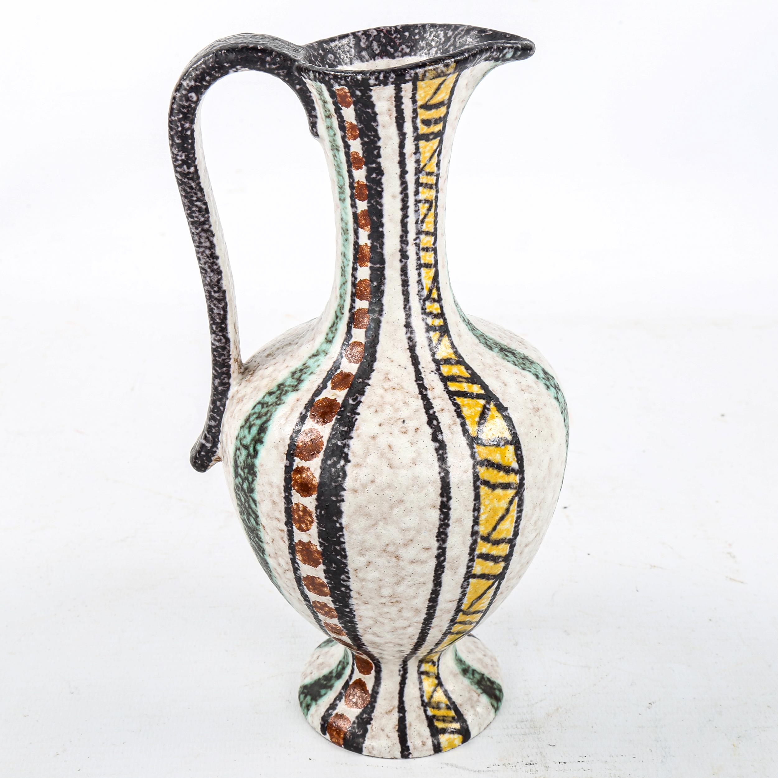 RUSCHA, Germany, a 1960s pottery jug with decorative striped design, height 20cm Good condition - Image 2 of 4