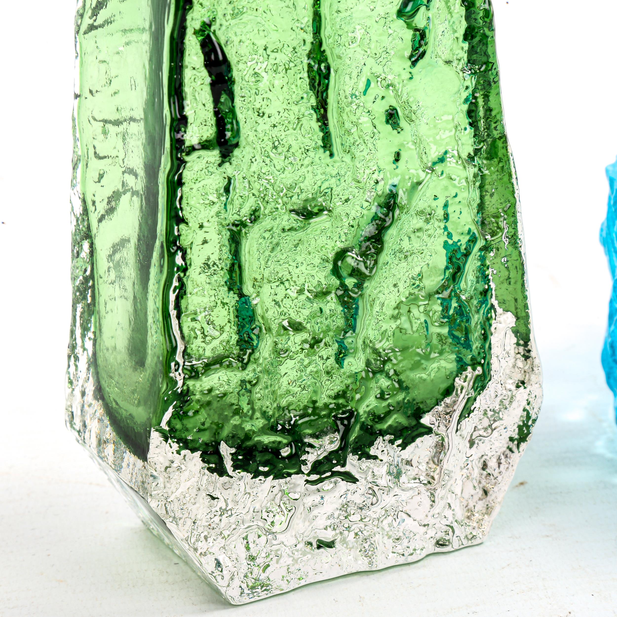 GEOFFREY BAXTER for Whitefriars glass, a green coffin vase and aqua dish, vase height 13m. both - Image 2 of 4