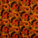 A large 1960s orange brown fabric panel