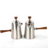 ROBERT WELCH for Old Hall, a Campden Cafe Olait stainless steel coffee pot and milk pot, with teak