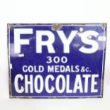 Fry's Chocolate, Antique blue and white enamel advertising sign, 38cm x 48cm