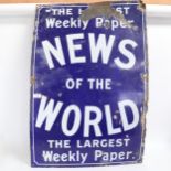 News Of The World, blue and white Antique enamel sign, 90cm x 61cm