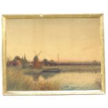 Reginald Goodman (1871 - 1962), watercolour, canal scene, 70cm x 90cm, framed