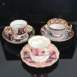 A Victorian cabinet cup and saucer with gilded butterflies and snails, pattern no. 3956, a Victorian