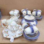 Royal Worcester blue and white tea and cake service, and Standard china tea and cake service