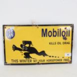 Mobiloil Kills Oil Drag, enamel advertising sign, 24cm x 40cm