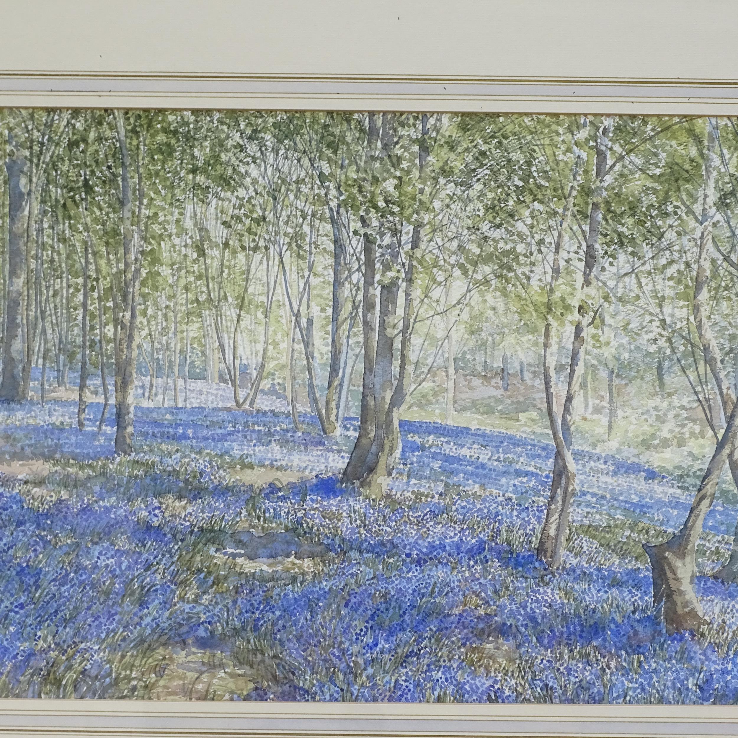 Elaine Petts, pair of watercolours, bluebell woods, signed, 33cm x 48cm, framed - Image 2 of 2