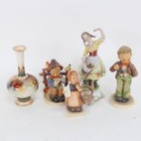 Royal Worcester vase, F111/H, 14.5cm, 3 Hummel figures and a Capodimonte figure