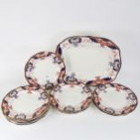 11 x 26cm Royal Crown Derby dinner plates, and matching 42cm meat plate