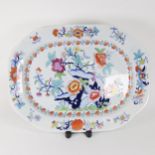 A 19th century Ironstone meat platter, Japan Opaque pattern, length 53cm