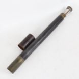 Negretti & Zambra nickel plate and leather-covered single-draw telescope, dated 1891, length