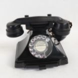Black Bakelite dial telephone, by The Antique Telephone Company, modern wiring