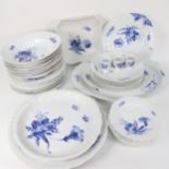 Royal Copenhagen blue and white porcelain dinnerware, with painted floral decoration, including meat