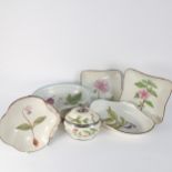 A group of 19th century hand painted botanical pottery dinnerware (6)