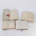 4 early 20th century diaries, with handwritten notes