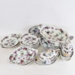 A Victorian Spode dinner service, including 2-handled table centre, scalloped serving dishes,