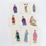 A group of 9 miniature Chinese watercolours on rice paper, 11cm x 7cm Minor foxing