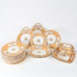 A Victorian hand painted and gilded porcelain dinner service, comprising 3 pairs of shaped serving